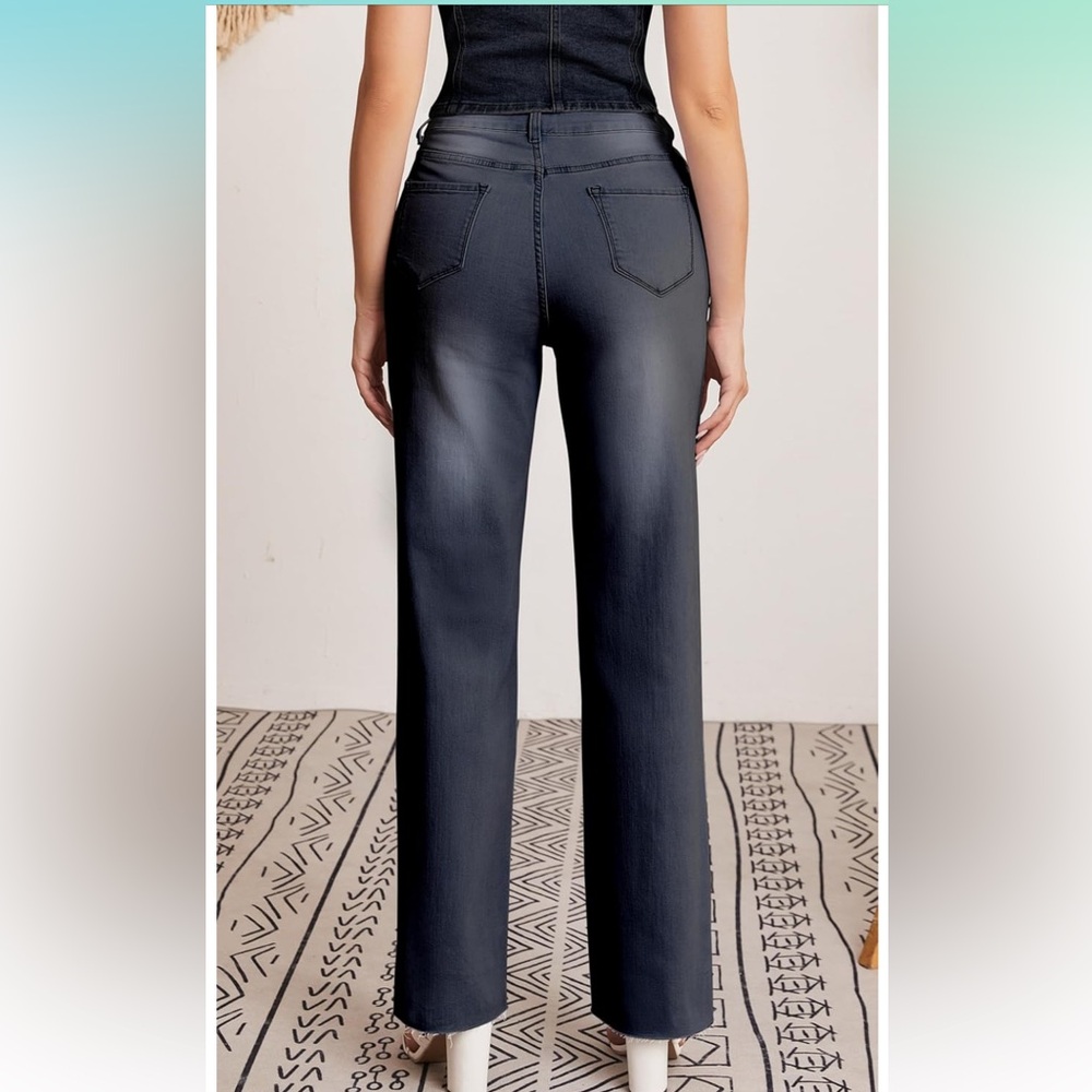 ETTELO Size 8 Black High Waisted Stretchy Jeans/Pants with Pockets nwt - Picture 3 of 9